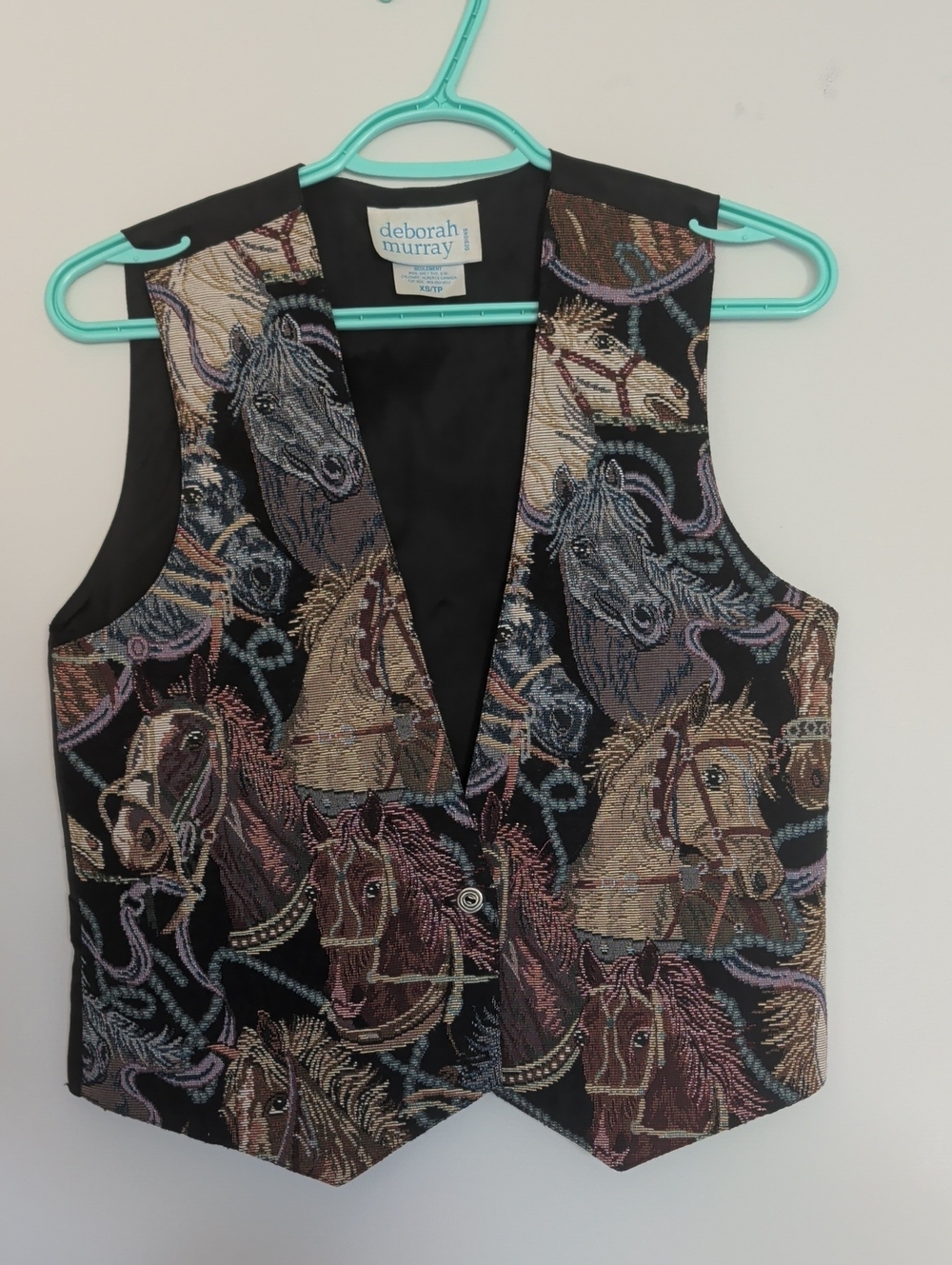 Vintage Deborah Murray Horse Tapestry Vest - Multicolor